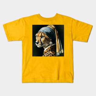 Wildlife Conservation - Pearl Earring Cheetah Meme Kids T-Shirt
